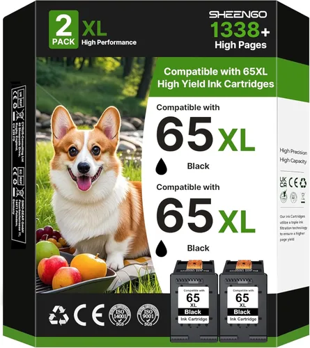 65XL 65 XL para HP 65 Cartucho de tinta negro (2-negro) Cartucho de tinta 65XL para impresoras HP Envy 5000 5055 5058 5052 5014 DeskJet 3755 3772