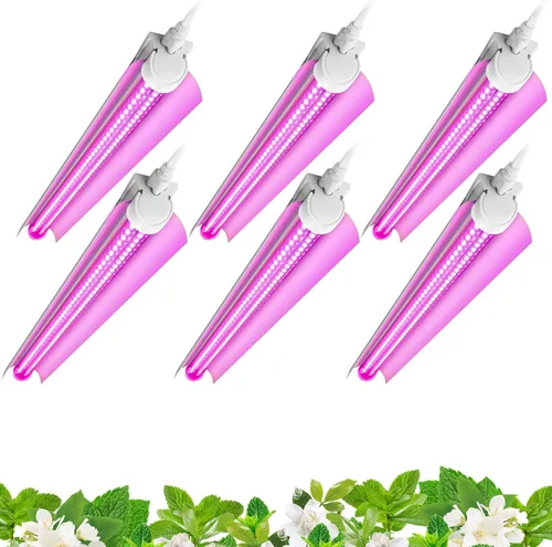 Miniatura 18 de Barrina Luz de cultivo de plantas T8 de 4 pies, 252 W (6 x 42 W, equivalente a 1400 W), espectro completo, lámpara de cultivo LED para cultivo