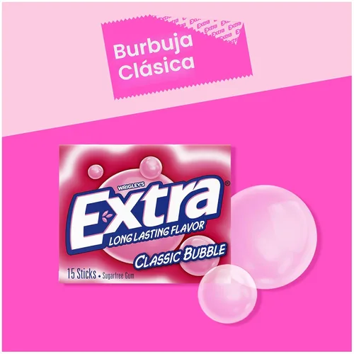 Miniatura 3 de Goma de mascar Extra Classic Bubble Gum sin azúcar, Extra Bubble Gum al por mayor, envuelta individualmente, perfecta para el aliento fresco