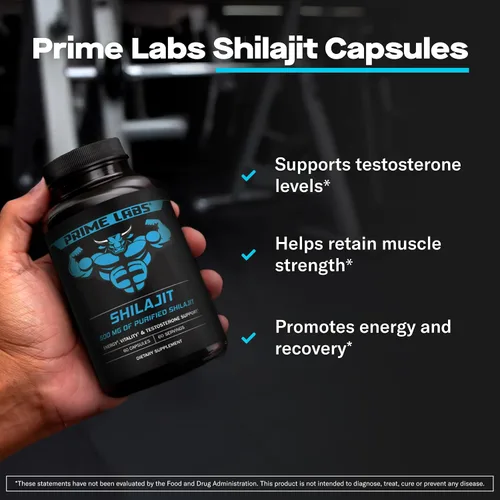 Miniatura 3 de Prime Labs Shilajit Cápsulas para hombres – 500 mg de Shilajit del Himalaya (20% ácido fúlvico) – Energía, vitalidad, soporte de testosterona