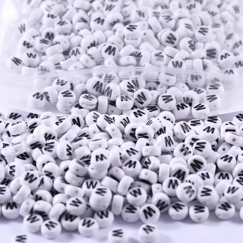 Miniatura 19 de 1000 cuentas redondas de acrílico mixtas negras del alfabeto de 0.157 x 0.276 pulgadas (0.157 x 0.276 in), cuentas coloridas de la A a la Z