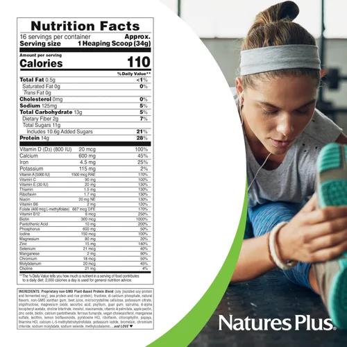 Miniatura 5 de NaturesPlus SPIRU-TEIN, Fresa, 1.2 libras, batido de proteínas a base de plantas, sin OMG, vegetariano, sin gluten, 16 porciones