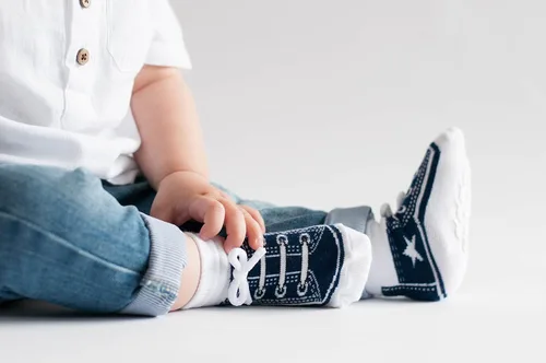 Miniatura 6 de Baby Boy Socks with Sneaker Shoe Look-Non-slip Gripper Soles-3 or 6 Pairs-Cotton-Gift Packaged-Baby Shower-Faux Shoelaces