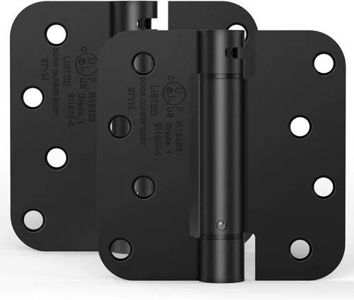 Miniatura 11 de Paquete de 2 bisagras de puerta de cierre automático, bisagras de puerta con resorte de 3.5 pulgadas, tensión ajustable con esquinas de radio de 5/8