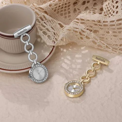 Miniatura 6 de Relojes de enfermera para enfermeras, médicos, relojes de enfermería personalizados, con nombre grabado, pin de solapa en el reloj de enfermería