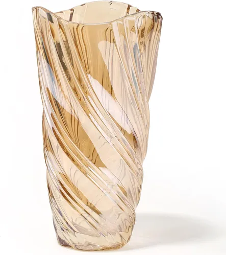 Miniatura 9 de Jarrón de cristal, elegante centro de mesa decorativo en espiral para el hogar, oficina, boda, elegante florero de vidrio soplado