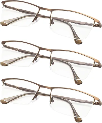 Miniatura 5 de Gafas de lectura de media llanta, paquete de 3 con bisagras de resorte para mujeres y hombres, negro, (3-Pack Black)