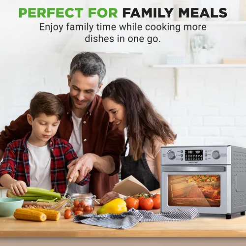 Miniatura 7 de NutriChef Horno freidora de aire eléctrico de 26L Freidora de aire giratoria de 1700W de sobremesa Función de rotación 360° 10 menús