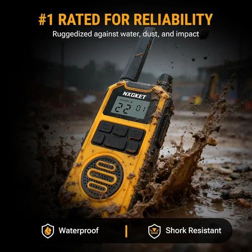 Miniatura 3 de NXGKET Walkie Talkies de alta resistencia para adultos, radios bidireccionales de largo alcance, IP67 impermeable, 2M a prueba de caídas, NOAA