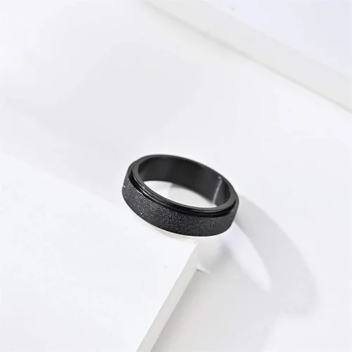 Miniatura 5 de WLPCIV Anillo de ansiedad para mujeres y hombres, anillo giratorio de acero inoxidable, anillos de arena con acabado con purpurina para aliviar