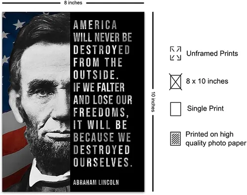 Miniatura 2 de Abe Lincoln - Póster de Abraham Lincoln, 8 x 10 pulgadas, decoración de pared de bandera estadounidense, decoración patriótica de pared, arte