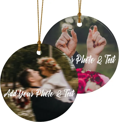 Miniatura 16 de Adornos de Navidad personalizados de doble cara con foto, adorno de Navidad personalizado 2025, adornos de corona de Navidad personalizados