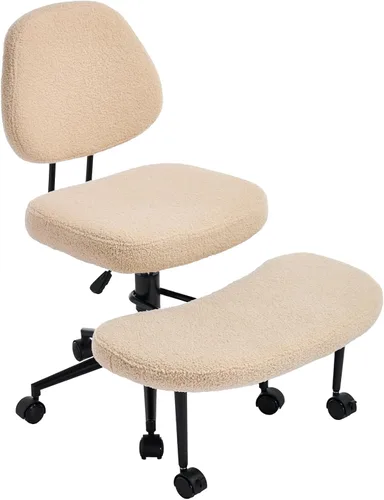 Miniatura 8 de Silla de oficina sin brazos cruzados para sentarse con patas cruzadas, silla de escritorio ergonómica de alta resistencia de 300 libras para TDAH