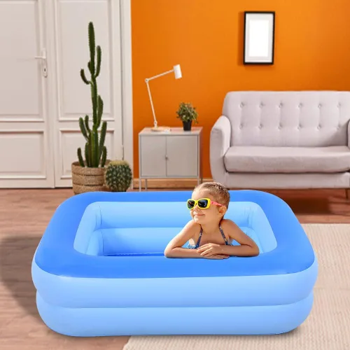 Miniatura 2 de HIWENA Piscina inflable para niños, 45 x 35 x 14 pulgadas, piscina azul para niños, bañera de verano con suelo suave inflable