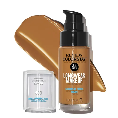 Miniatura 23 de Base líquida Revlon, maquillaje facial ColorStay para piel normal y seca, SPF 20, cobertura media-completa de larga duración con acabado natural