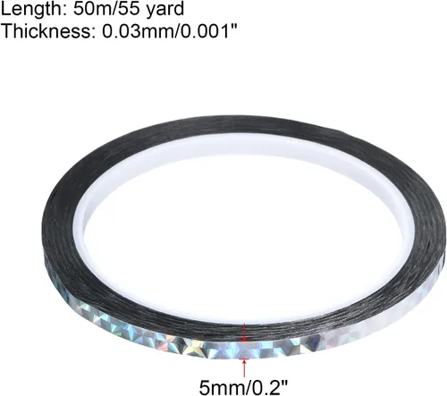 Miniatura 2 de PATIKIL Cinta prisma de 0.2 pulgadas x 55 yardas, adhesivo reflectante holográfico metalizado para detallar decoración de pared, arte de decoración