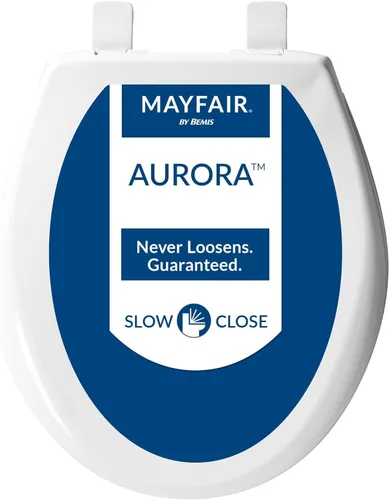Miniatura 10 de Mayfair Preston - Asiento de inodoro con bisagra simple fácil de limpiar, moderno asiento de inodoro de plástico de cierre lento, fabricado