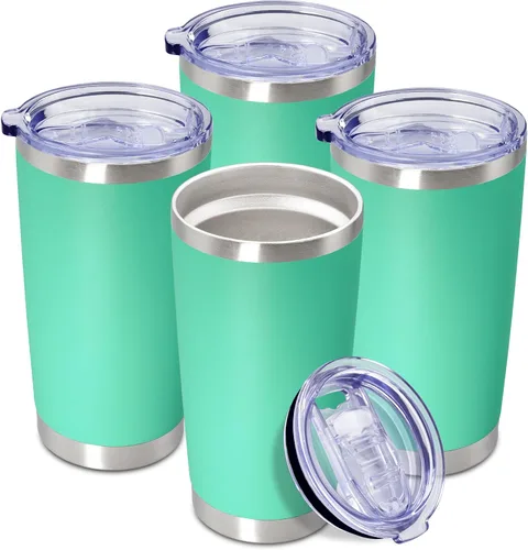 Miniatura 29 de Vaso de viaje de café de 20 onzas a granel con tapa, acero inoxidable de doble pared aislada al vacío, tazas con recubrimiento en polvo, para Rosa