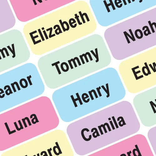 Miniatura 44 de Etiquetas de Nombre Personalizadas para Niños – 60 Etiquetas Impermeables de Pelar y Pegar para Ropa, Cajas de Almuerzo, Botellas de Agua, Bolsas