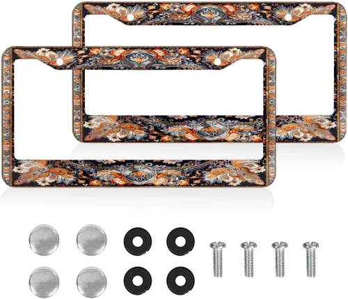 Miniatura 10 de Marcos para matrícula, cubierta de placa de automóvil azteca con tornillos, soporte universal de 4 agujeros, marco de placa de aluminio, accesorios