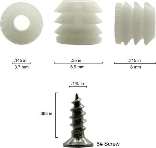 Miniatura 3 de Insertos de pasador de bisagra de plástico con tornillos, paquete de 100