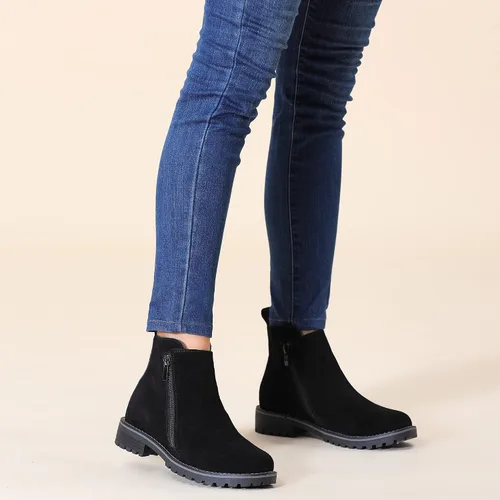 Miniatura 3 de Hawkwell Botines de tacón bajo con cremallera de piel de ante para mujer
