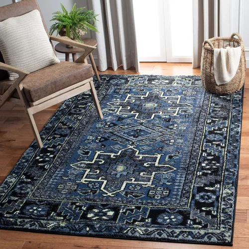 Miniatura 8 de SAFAVIEH Vintage Hamadan Collection Alfombra - 5'3" x 7'6", Rojo & Multi, Diseño tradicional persa, que no desprende pelusa y fácil de limpiar