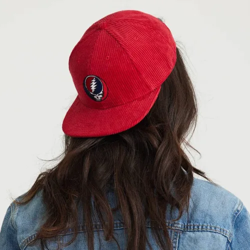 Miniatura 3 de Ripple Junction Grateful Dead Steal Your Face - Sombrero plano de pana roja para adultos