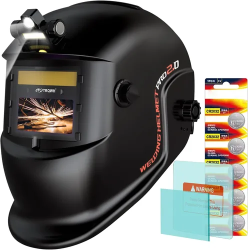 Miniatura 15 de TRQWH - Casco de soldar con luz, color real, oscurecimiento automático, cascos de soldadura para hombres, con energía solar, con capucha