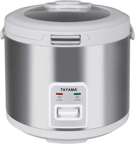 TAYAMA Arrocera automática y calentador de 10 tazas con tapa de vidrio