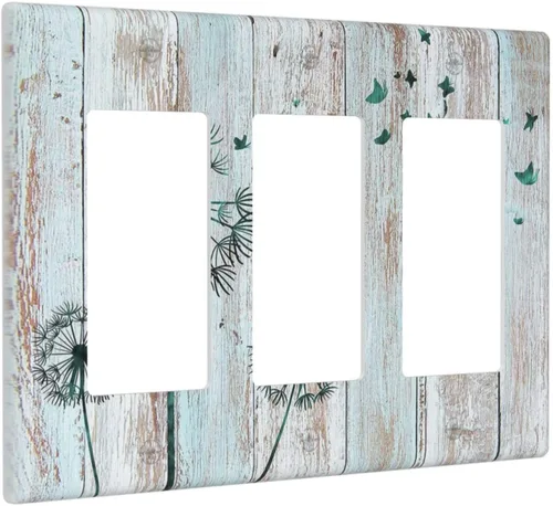 Miniatura 43 de Cubiertas Decorativas para Placas de Interruptor Diente de León Azul Rústico Citas Inspiradoras Casa de Campo Tablón de Madera Gris 1 Gang Cubierta