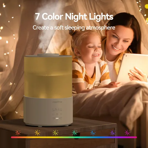 Miniatura 6 de raydrop Humidificadores para dormitorio, humidificadores de niebla fría de 3.0L para habitación grande y hogar, humidificador de aire de llenado