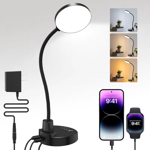 Miniatura 10 de Lámpara de escritorio LED de 15W con puertos de carga USB – Lámpara de mesa regulable con 3 temperaturas de color, 5 niveles de brillo, 4