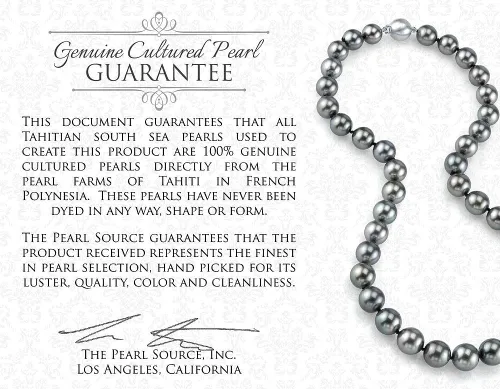 Miniatura 7 de THE PEARL SOURCE 14K Gold 9-11mm AAAA Quality Round Genuine Silver White Tahitian South Sea Cultured Pearl Necklace in 16" Choker Length for Women