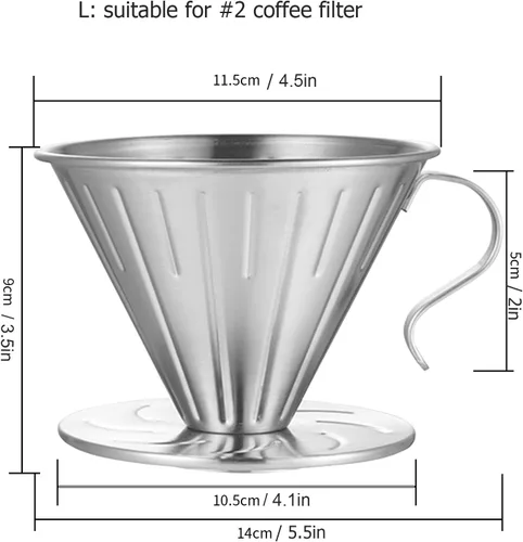 Miniatura 3 de MERMOO YILAN Gotero de café duradero para filtro de metal, gotero de agujero grande para el hogar, oficina, caravana, campamento, viajes (L)