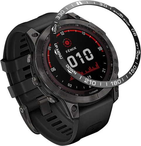 Compatible con Garmin Fenix 7X 2.008 in, anillo de bisel de reloj de acero inoxidable, cubierta adhesiva pulida, antiarañazos, anillo para Garmin