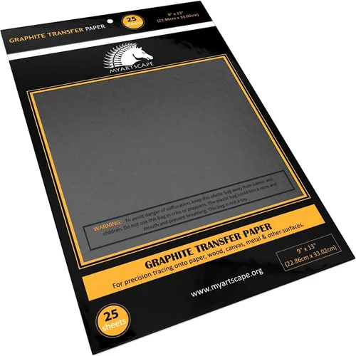 Miniatura 2 de MyArtscape Art Supplies - Papel de transferencia de grafito de calidad para artistas, 9 x 13 pulgadas, 25 hojas, papel de carbono encerado, con bloc