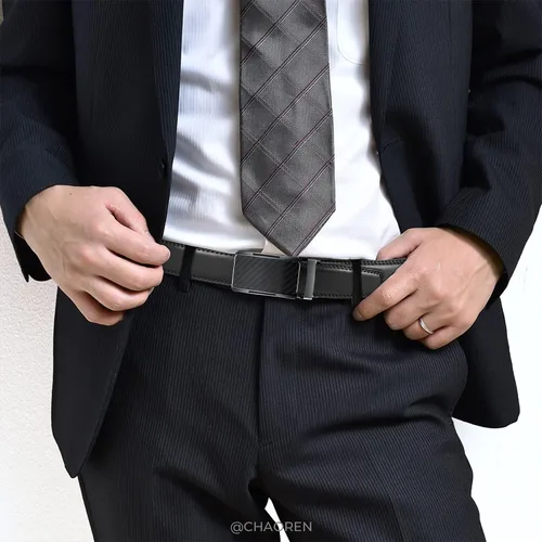 Miniatura 5 de CHAOREN Cinturón de vestir de cuero para hombre, paquete de 2 unidades, cinturón de trinquete para hombre para camisa de vestir y pantalones
