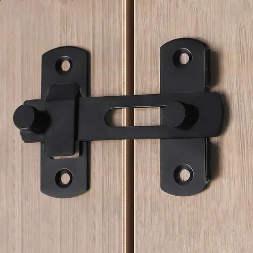 Miniatura 4 de Pestillo para puerta de granero, paquete de 4 pestillos para puerta, pequeños, negros, deslizantes, puertas deslizantes, para gabinete de vino