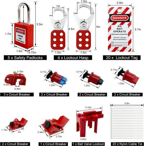 Miniatura 3 de Kit de etiquetado de bloqueo - Bloqueo de circuito con abrazadera, abrazaderas de bloqueo de grupo, etiqueta de bloqueo, cortacircuitos universal