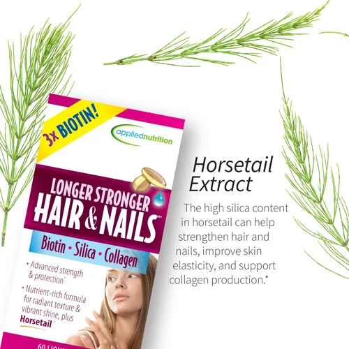 Miniatura 6 de Applied Nutrition Cabello y uñas más fuertes más largas – 60 geles suaves líquidos, paquete de 4 – con biotina, sílice y colágeno – 30 porciones