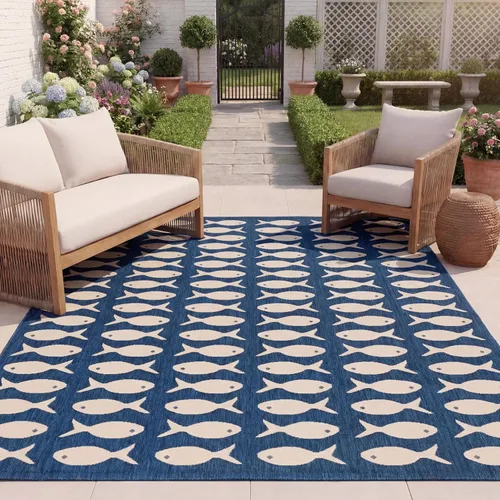 Miniatura 9 de SAFAVIEH Alfombra lavable para exteriores, colección Patio de 2.3 x 6.7 pies, color negro y beige, no desprende pelusa y fácil limpieza, ideal