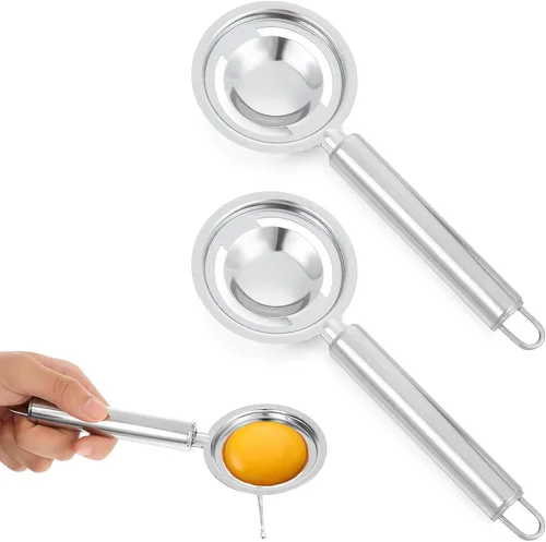 Separador de yema de huevo, 2 unidades, separador de huevos para huevos crudos, herramienta de acero inoxidable, huevos blancos para cocinar,