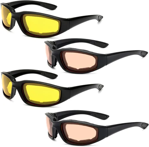 Peciees - Gafas de sol para montar en motocicleta, 4 unidades, para exteriores 4 lentes rosa-amarillas