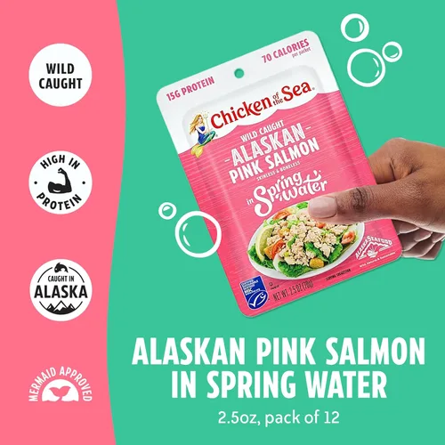 Miniatura 3 de Chicken of the Sea, salmón rosa premium sin piel y sin hueso, 2.5 oz (paquete de 12).