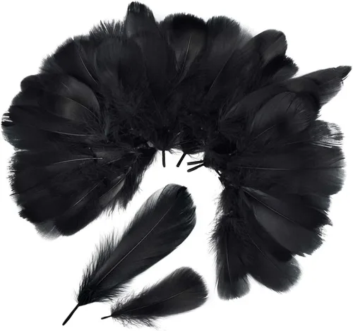 Miniatura 4 de obmwang 100 plumas de ganso naturales de 3.1-4.7 in para manualidades, bodas, fiestas, decoración del hogar, color negro