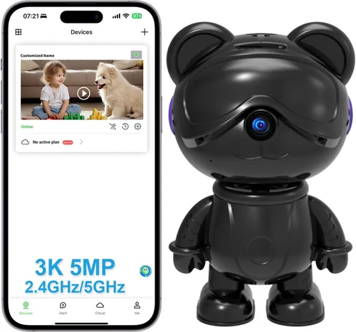 Cámara de seguridad interior 3K 5MP para el hogar - Lindo monitor de bebé y cámara para mascotas, WiFi 2.4/5G, detección de humanos y mascotas con