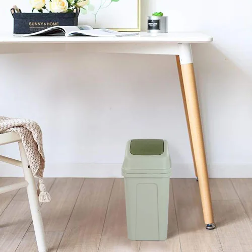 Miniatura 8 de Asking Cubo de basura pequeño de 1.8 galones con tapa abatible, cubo de basura de plástico, color verde
