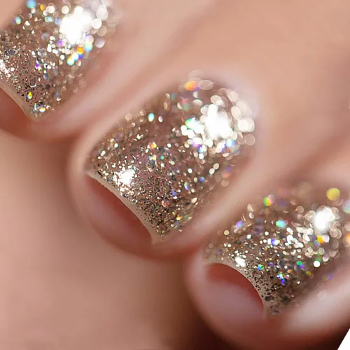 Vishine - Esmalte de uñas de gel con purpurina de diamante, oro claro brillante, lámpara UV LED de desprendimiento brillante, color brillante para