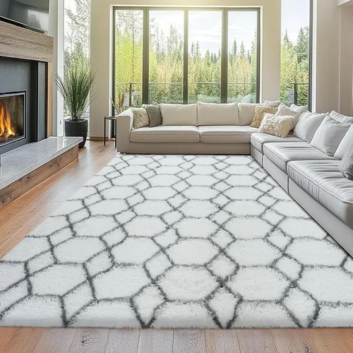 Miniatura 34 de Topmaxcs Alfombra de Área de Pelo Largo Negro para Dormitorio: 8x10 Alfombras de Área de Pelo Largo Esponjosas para Sala de Estar- Alfombras